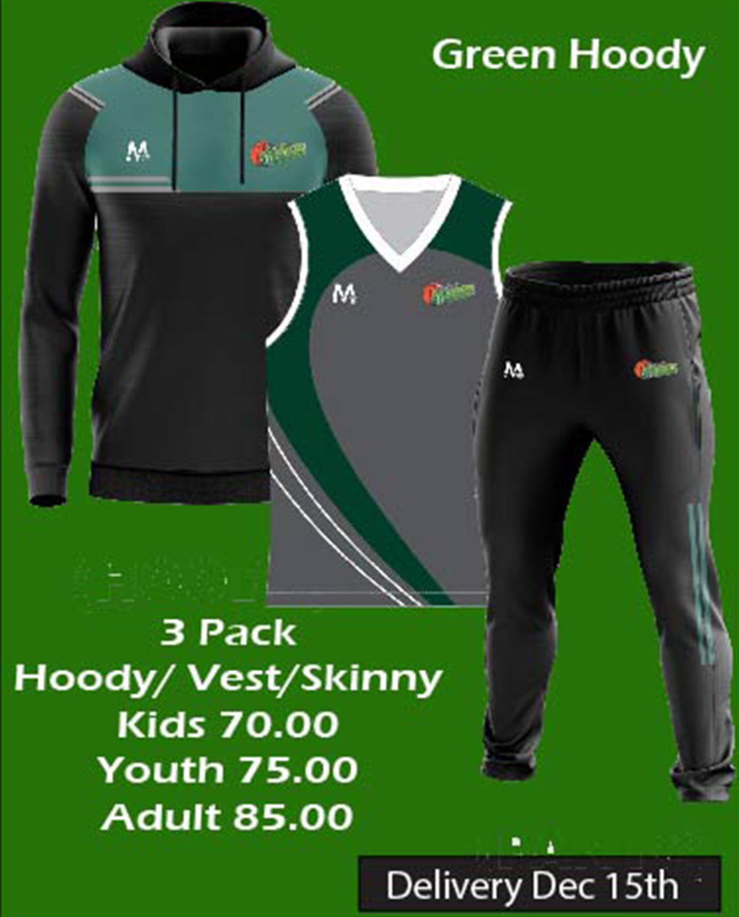 Steelers 3 Pack - Green Hoody/Vest/Skinny
